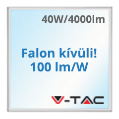 LED panel (600 x 600mm) 40W - hideg fehér, süllyeszthető / falon kívüli (100+lm/W)