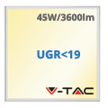LED panel (600 x 600mm) 45W - meleg fényű UGR<19