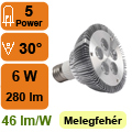 x. PAR30 LED lámpa E27 (PowerLED/6W/30°) meleg fehér