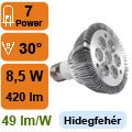 x. PAR30 LED lámpa E27 (PowerLED/8.5W/30°) hideg fehér