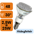 xxx LED lámpa E14 spot (48 LED/ABCom) 2,4W hidegfehér