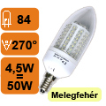 Végkiárusítás: LED lámpa E14 (84 LED) 4,5W melegfehér