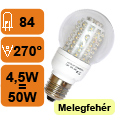 Végkiárusítás: LED lámpa E27 (84 LED/PN) 4,5W meleg