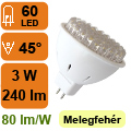 x.LED lámpa MR16 (DIPx60/3W/60°) meleg fehér