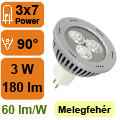 x.LED lámpa MR16 (SMD/3W/90°) meleg fehér -Ledmaster