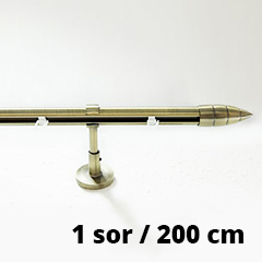 Mallorca New belső csúszású karnis tartozékokkal: réz szín, 1 sor/200 cm