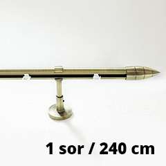 Mallorca New belső csúszású karnis tartozékokkal: réz szín, 1 sor/240 cm