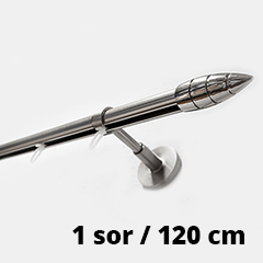 Mallorca New belső csúszású karnis tartozékokkal: acél szín, 1 sor/120 cm