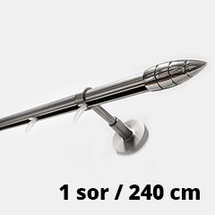 Mallorca New belső csúszású karnis tartozékokkal: acél szín, 1 sor/240 cm Kifutó!