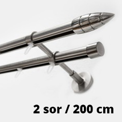 Mallorca New belső csúszású karnis tartozékokkal: acél szín, 2 sor/200 cm Kifutó!