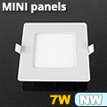 Mini négyzet LED panel (121x121 mm) 7W természetes fehér