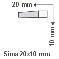 60 mm × 20 mm sima léc