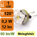 x.LED lámpa G4 (SuperFluxLEDx1/1W/120°) meleg fehér