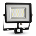 Mozgásérzékelős LED reflektor (30W/100°) Black 3000K Kifutó