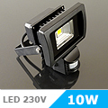 Mozgásérzékelős LED reflektor (10W/COB/120°)  Hideg feh.