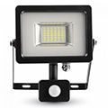 Mozgásérzékelős LED reflektor (20W/100°) 3000K Fekete