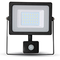 Mozgásérzékelős LED reflektor (30W/100°) 3000K Fekete