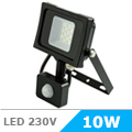 Mozgásérzékelős LED reflektor (10W/100°) 6000K Fekete