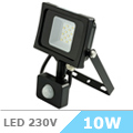Mozgásérzékelős LED reflektor (10W/100°) 4500K Fekete