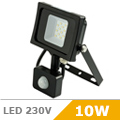Mozgásérzékelős LED reflektor (10W/100°) 3000K Fekete