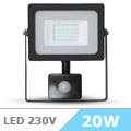 Mozgásérzékelős LED reflektor (20W/100°) 4500K Fekete