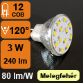 LED lámpa GU53 (COB 2835x12/3W/120°) meleg fehér MR11!