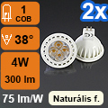 LED lámpa MR16 (COB 5630x8/4W/38°) termész. fehér (2 db)