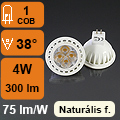 LED lámpa MR16 (COB 5630x8/4W/38°) termész. fehér