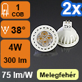 LED lámpa MR16 (COB 5630x8/4W/38°) meleg fehér (2 db)