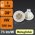 LED lámpa MR16 (COB 5630x8/4W/38°) meleg fehér
