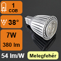 LED lámpa MR16 (COB LED/7W/38°) meleg fehér Kifutó!