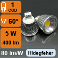 LED lámpa MR16 (COB LED/5W/60°) hideg fehér