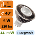 LED lámpa MR16 (PowerLED/5W/40°) hideg fehér -KL