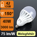 LED lámpa E27 (40W/150°) XL - meleg fehér