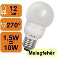 XX-LED lámpa E27 körte (12 LED/KL) 1,5W melegfehér
