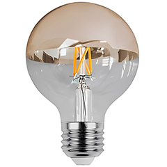 E27 LED izzó Bulb filament (7W/180°) G95 - meleg fehér - arany