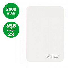 PowerBank külső akkumulátor SuperSmall (2xUSB) fehér - 5000 mAh