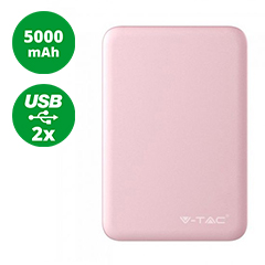 PowerBank külső akkumulátor SuperSmall (2xUSB) pink - 5000 mAh