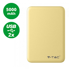PowerBank külső akkumulátor SuperSmall (2xUSB) sárga - 5000 mAh