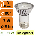 LED lámpa E27 (PowerLED/3W/30°) meleg