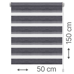 Mini zebra roló - sávroló oldalfeszítéssel (Z744 szürke, csíkos) ablakra: 50x150 cm