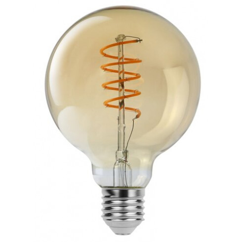 LED filament izzó - E27 4 Watt meleg fehér G95 Globe amber