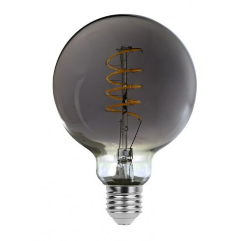 LED filament izzó - E27 5 Watt meleg fehér G95 Globe smoke
