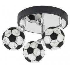 Frankie mennyezeti gyereklámpa, króm, állítható bura (3xG9 - LED izzók - 3x4W) természetes fehér - futball minta