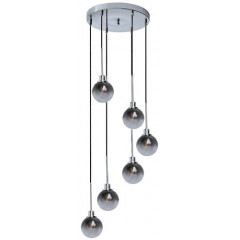 Semira függeszték, füstszínű burákkal (6xE14) króm