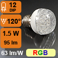 LED lámpa E27 (DIP LEDx12/1.5W/120°) RGB automata