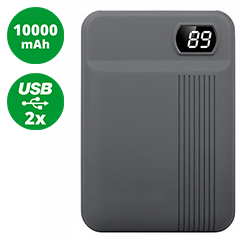 PowerBank külső akkumulátor SuperSmall Digital (2xUSB) szürke - 10000 mAh