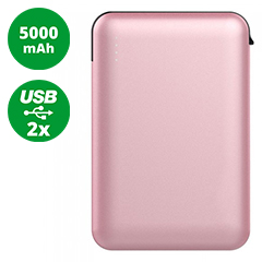 PowerBank külső akkumulátor SuperSmall kábellel (2xUSB) rosegold - 5000 mAh
