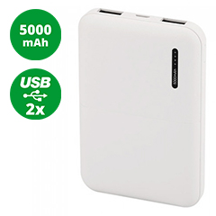 PowerBank külső akkumulátor SuperSmall-II (2xUSB) fehér - 5000 mAh