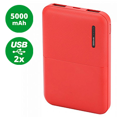PowerBank külső akkumulátor SuperSmall-II (2xUSB) piros - 5000 mAh